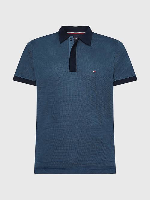 Blue Tommy Hilfiger Jacquard Slim Fit Men's Polo Shirts | TH405GVM