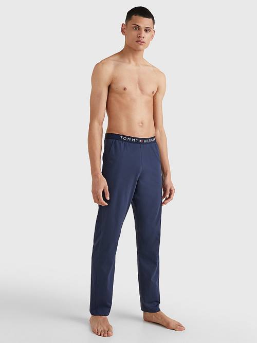 Blue Tommy Hilfiger Jersey Loungewear Pants Men's Pyjamas | TH841JFN