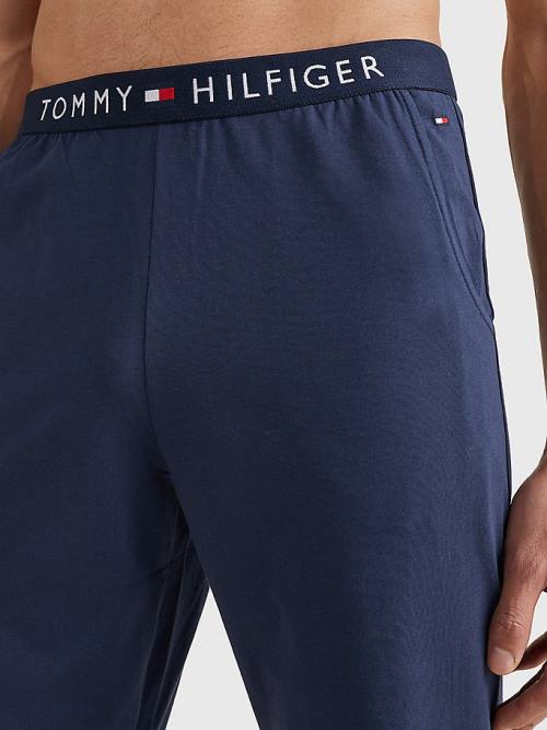 Blue Tommy Hilfiger Jersey Loungewear Pants Men's Pyjamas | TH841JFN