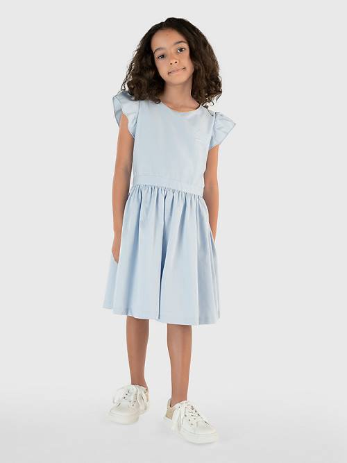 Blue Tommy Hilfiger Knee Length Poplin Girls' Dress | TH013ZEJ