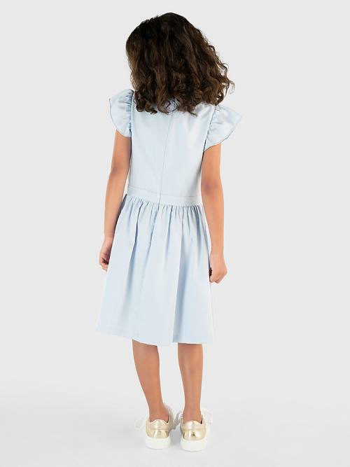 Blue Tommy Hilfiger Knee Length Poplin Girls' Dress | TH013ZEJ