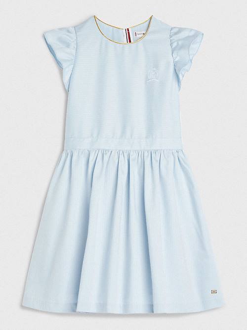 Blue Tommy Hilfiger Knee Length Poplin Girls' Dress | TH013ZEJ