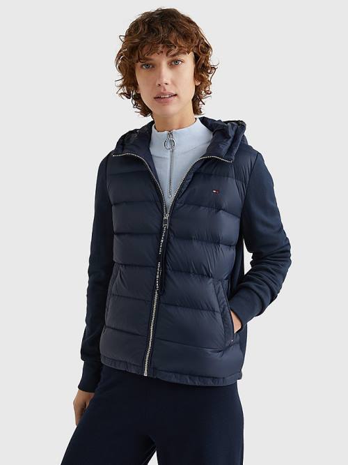 Blue Tommy Hilfiger Knit Mix Down-Filled Women\'s Jackets | TH586SHC