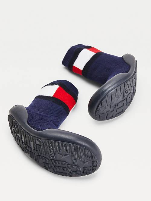 Blue Tommy Hilfiger Knitted Colour-Blocked Slipper Sock Boys' Boots | TH806KJF