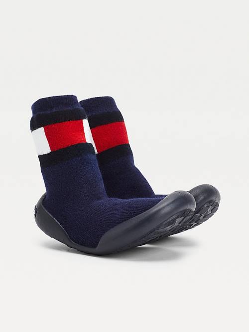 Blue Tommy Hilfiger Knitted Colour-Blocked Slipper Sock Boys\' Boots | TH806KJF