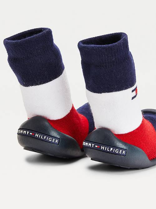 Blue Tommy Hilfiger Knitted Signature Slipper Sock Boys' Boots | TH081LRF