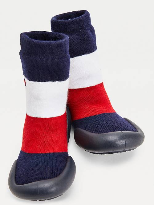 Blue Tommy Hilfiger Knitted Signature Slipper Sock Boys' Boots | TH081LRF