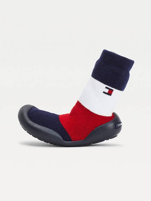 Blue Tommy Hilfiger Knitted Signature Slipper Sock Boys' Boots | TH081LRF