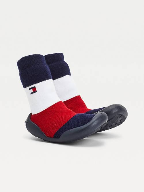 Blue Tommy Hilfiger Knitted Signature Slipper Sock Boys\' Boots | TH081LRF