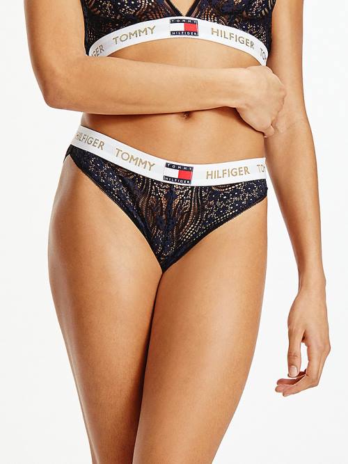 Blue Tommy Hilfiger Lace Logo Waistband Briefs Women\'s Underwear | TH217WTH