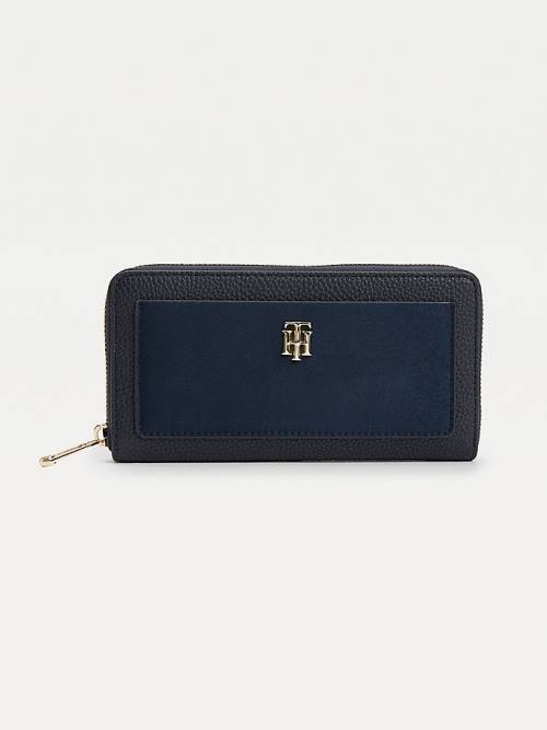 Blue Tommy Hilfiger Large Monogram Zip-Around Women\'s Wallets | TH057RKN