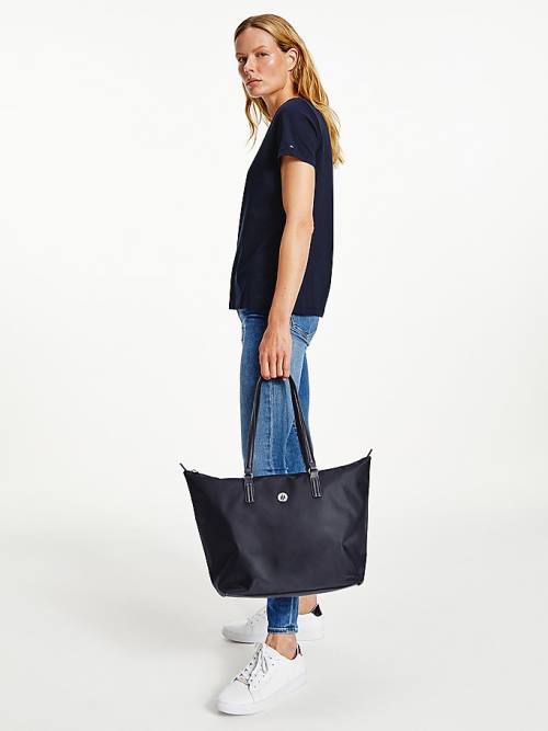 Blue Tommy Hilfiger Large Recycled Tote Women's Bags | TH916UPQ