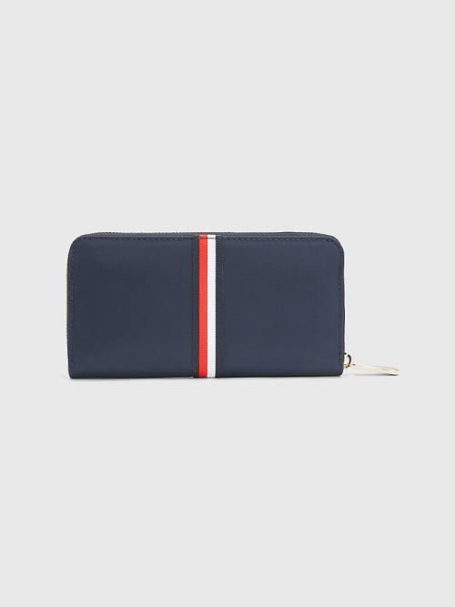 Blue Tommy Hilfiger Large Zip-Around Signature Women's Wallets | TH578UXO