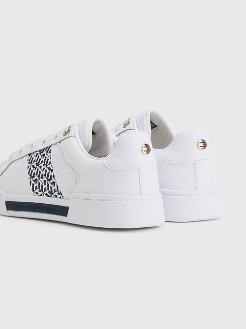 Blue Tommy Hilfiger Leather TH Monogram Cupsole Women's Sneakers | TH608YBC