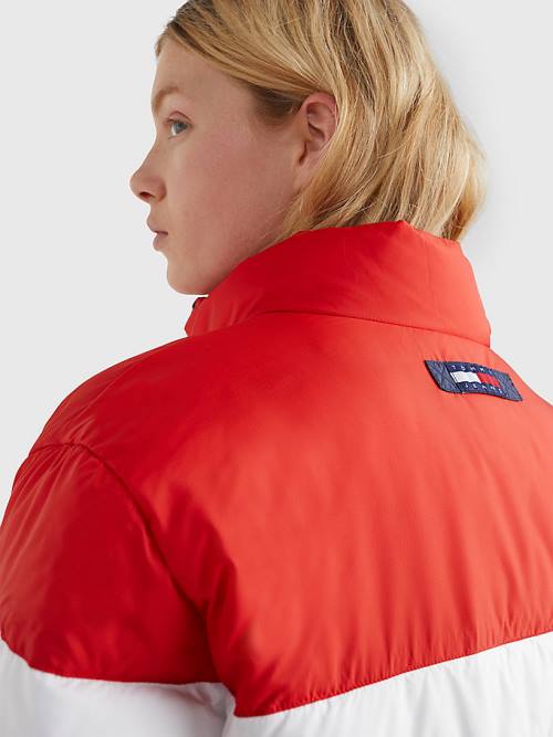 Blue Tommy Hilfiger Lightweight Colour-Blocked Puffer Women's Jackets | TH367XNW