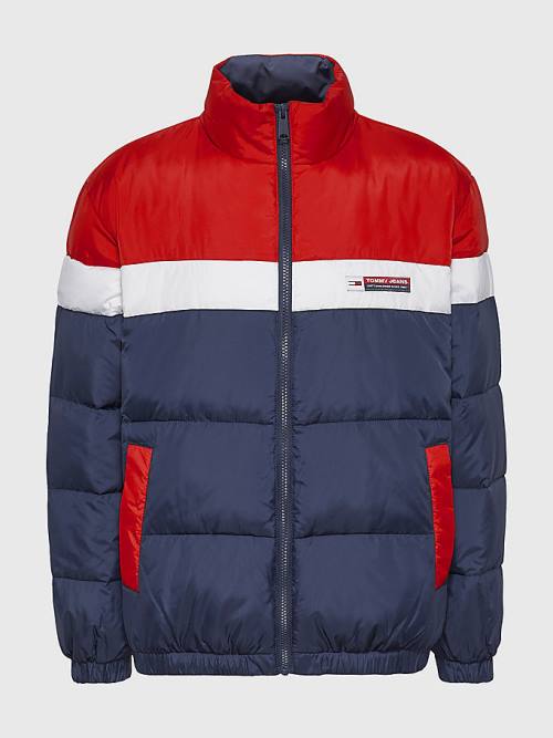 Blue Tommy Hilfiger Lightweight Colour-Blocked Puffer Women's Jackets | TH367XNW