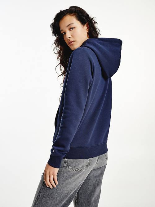 Blue Tommy Hilfiger Linear Logo Women's Hoodie | TH371SCM