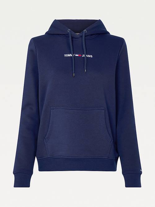 Blue Tommy Hilfiger Linear Logo Women's Hoodie | TH371SCM