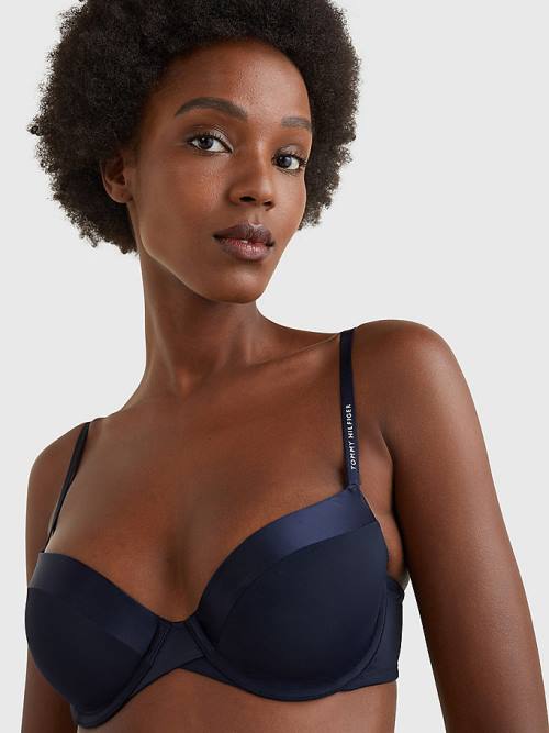 Blue Tommy Hilfiger Logo Balconette Bra Women's Underwear | TH935DHG