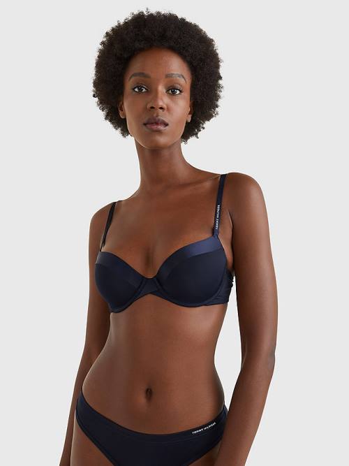 Blue Tommy Hilfiger Logo Balconette Bra Women\'s Underwear | TH935DHG