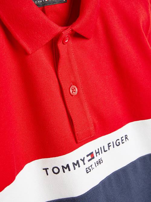 Blue Tommy Hilfiger Logo Colour-Blocked Polo Boys' T Shirts | TH847UYO