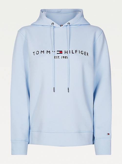 Blue Tommy Hilfiger Logo Drawstring Regular Fit Women's Hoodie | TH865YCR