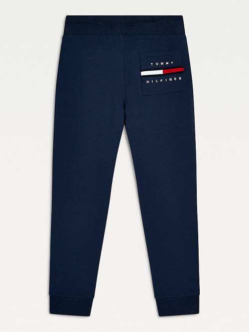 Blue Tommy Hilfiger Logo Embroidery Organic Cotton Joggers Boys' Pants | TH517QIB