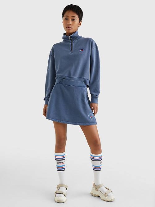 Blue Tommy Hilfiger Logo Embroidery Sweat Women's Skirts | TH892AUL