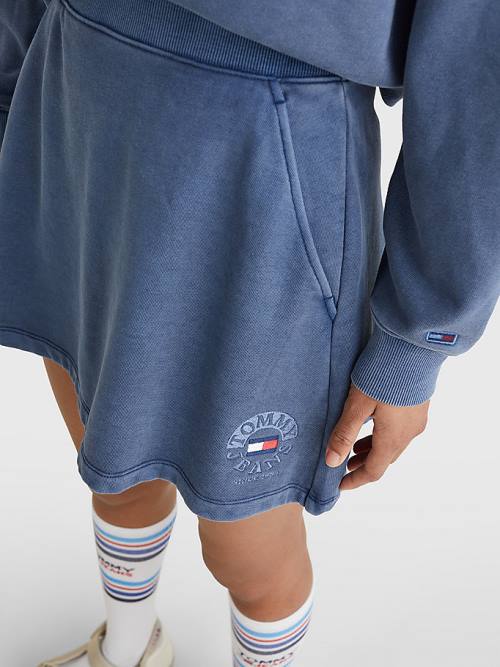 Blue Tommy Hilfiger Logo Embroidery Sweat Women's Skirts | TH892AUL