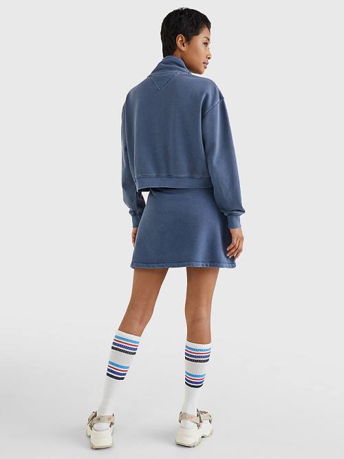 Blue Tommy Hilfiger Logo Embroidery Sweat Women's Skirts | TH892AUL