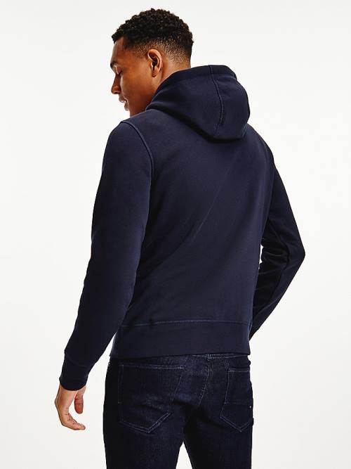 Blue Tommy Hilfiger Logo Flex Fleece Men's Hoodie | TH609GFC