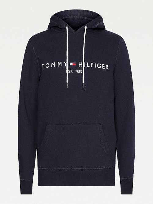 Blue Tommy Hilfiger Logo Flex Fleece Men's Hoodie | TH609GFC