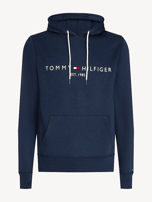 Blue Tommy Hilfiger Logo Flex Fleece Men's Hoodie | TH609GFC