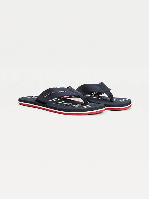 Blue Tommy Hilfiger Logo Flip-Flops Men\'s Sandals | TH475DKV