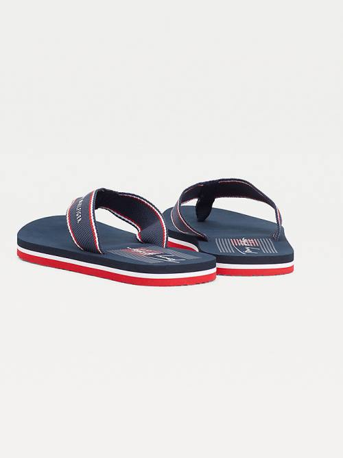 Blue Tommy Hilfiger Logo Flip Flops Women's Sandals | TH479UHC