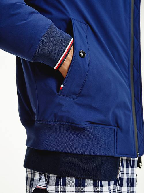 Blue Tommy Hilfiger Logo Patch Bomber Men's Jackets | TH634ETV