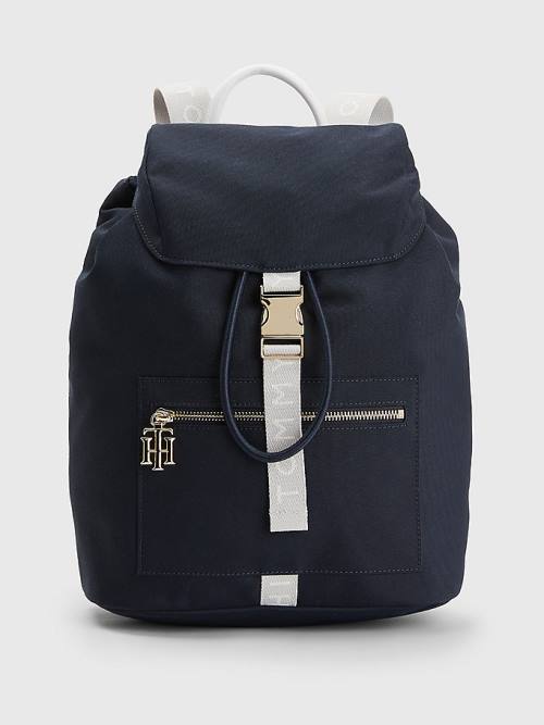 Blue Tommy Hilfiger Logo Strap Backpack Women\'s Bags | TH308BRN