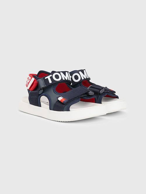 Blue Tommy Hilfiger Logo Strap Boys\' Sandals | TH350NIL