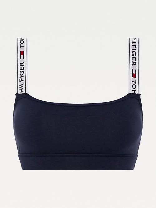 Blue Tommy Hilfiger Logo Strap Bralette Women's Underwear | TH315YAO