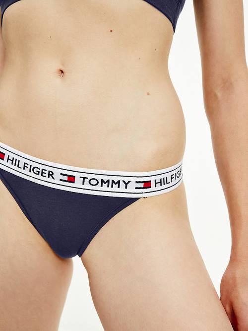 Blue Tommy Hilfiger Logo Stretch Cotton Briefs Women's Underwear | TH786JCH