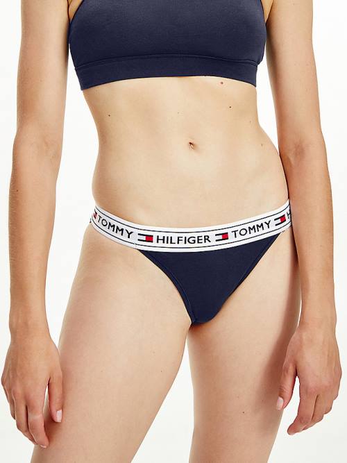 Blue Tommy Hilfiger Logo Stretch Cotton Briefs Women\'s Underwear | TH786JCH