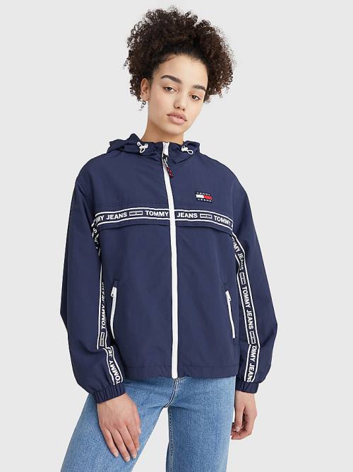 Blue Tommy Hilfiger Logo Tape Chicago Windbreaker Women\'s Jackets | TH156CYQ