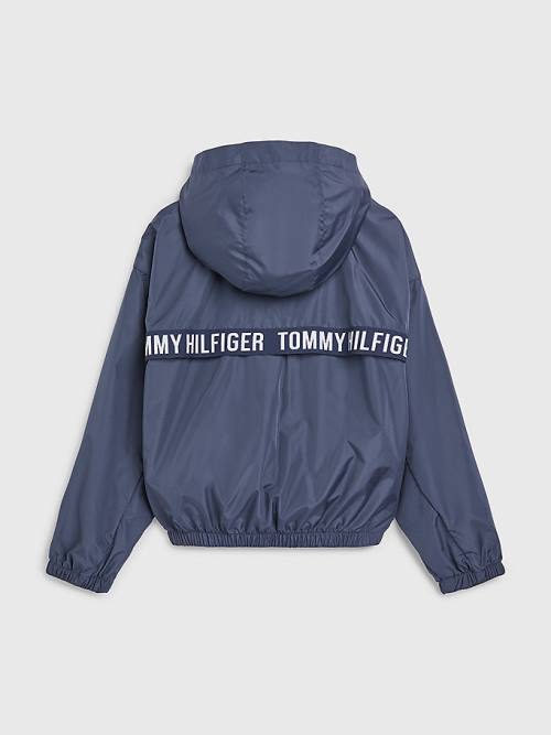 Blue Tommy Hilfiger Logo Tape Chicago Windbreaker Girls' Jackets | TH392TSJ