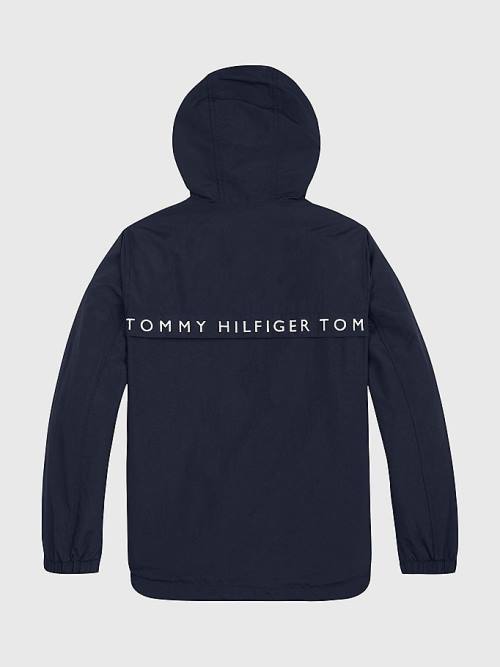 Blue Tommy Hilfiger Logo Tape Chicago Windbreaker Girls' Jackets | TH537OVQ