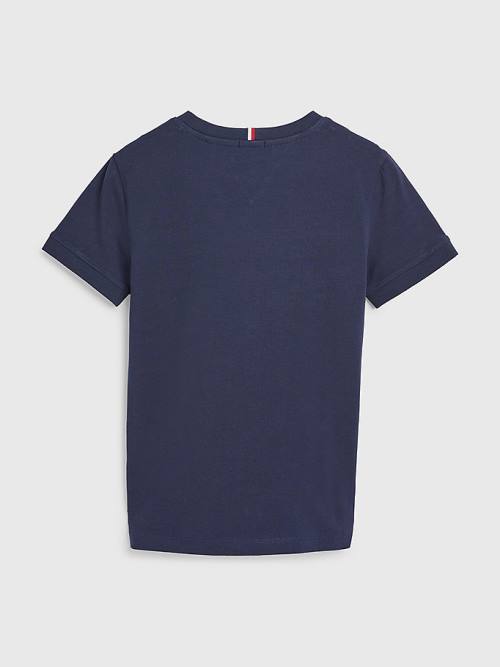 Blue Tommy Hilfiger Logo Tape Organic Cotton Boys' T Shirts | TH530DTP