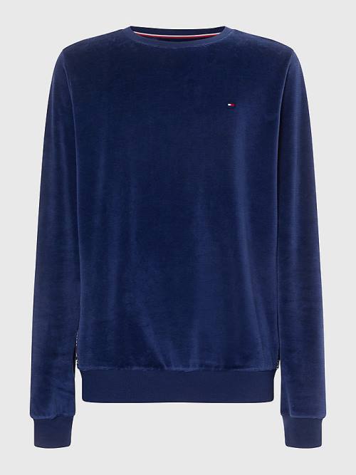 Blue Tommy Hilfiger Logo Tape Sweatshirt Men's Pyjamas | TH340POM