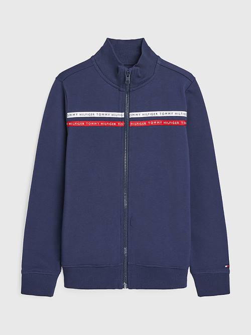 Blue Tommy Hilfiger Logo Tape Track Boys\' Sweatshirts | TH058QSF