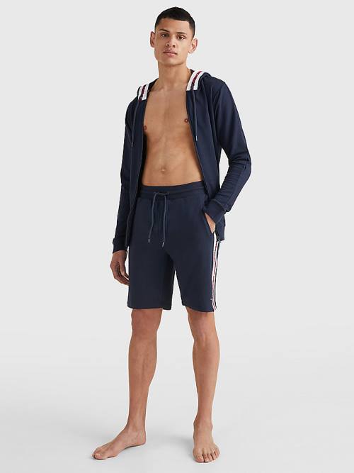 Blue Tommy Hilfiger Logo Tape Track Shorts Men's Pyjamas | TH812GNI