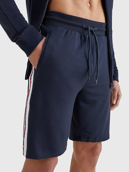 Blue Tommy Hilfiger Logo Tape Track Shorts Men\'s Pyjamas | TH812GNI