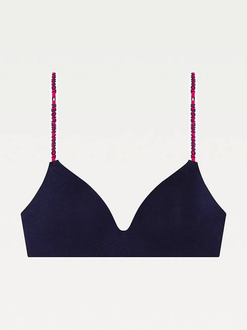 Blue Tommy Hilfiger Logo Tape Triangle Bra Women's Underwear | TH920CYF